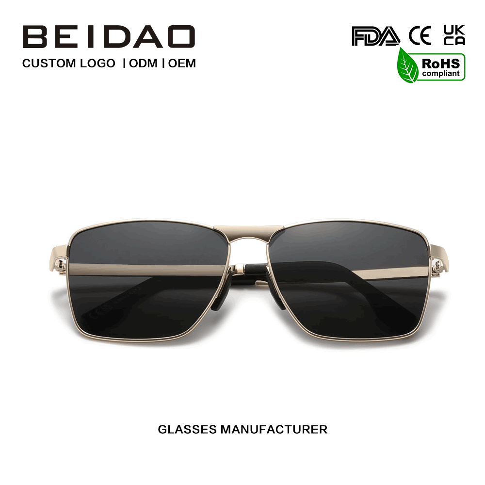 Luxus Alloy Square UV400 TAC Lenses Napszemüveg Unisex számára